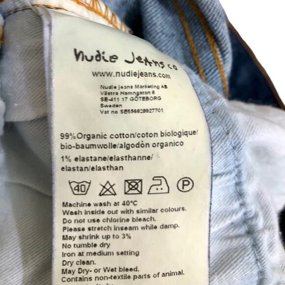 Nudie Jeans Button Fly Medium Wash Mid Rise Skinny Jean Capris Size 30X34 - Picture 6 of 6